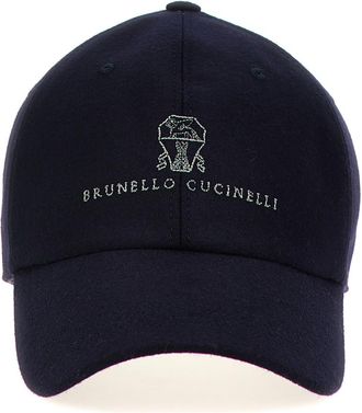 Brunello Cucinelli Navy Blue Hat With Embroidery