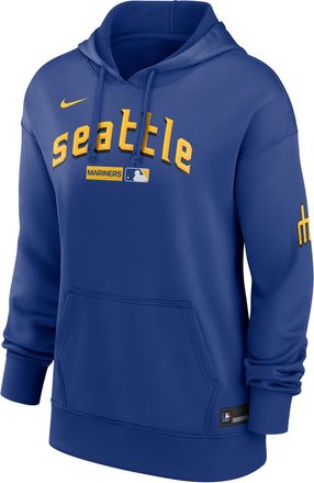Nike Womens Seattle Mariners Authentic Collection City Connect Nike Therma MLB Pullover Hoodie in Blue | 22MN11TUMVR-HR3
