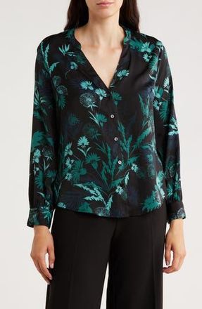 Liverpool Floral Long Sleeve Button-Up Shirt in Malachite Foliage at Nordstrom Rack, Size X-Small