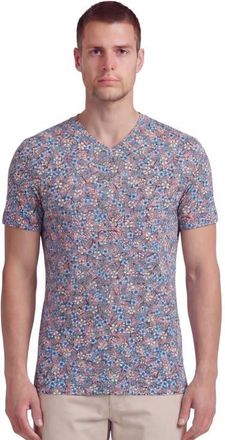 Lords of Harlech Floral Field Mens Vneck Tee in Floral Field Coral at Nordstrom, Size Xx-Large