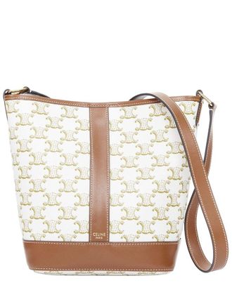 Celine Celine Brown Triomphe Canvas & Calfskin 2021 Small Bucket Bag T (Authentic Pre-Loved)