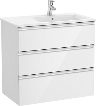 Roca Roca - Pack Unik Mueble Base De 3 Cajones + Lavabo The Gap Color: Roble City Texturizado - Posici&oacute;n Del Lavabo: Izquierda