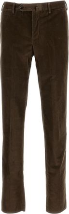 PT01 Beige Stretch Cotton Velvet Trousers
