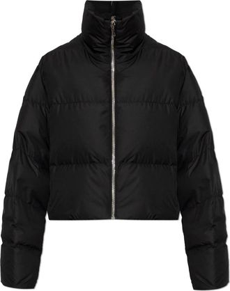 Rick Owens Cropped Cyclopic Jacket - Dames - Gewatteerde jassen - Zwart - S - Leer - Jassen