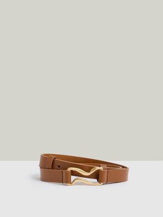 Reiss Tan Leather Sculpted-hardware Belt, M
