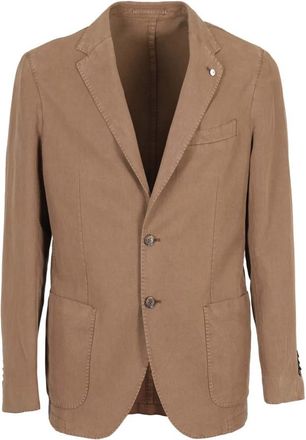 L.B.M. 1911 Linnen Lyocell Overhemd - Heren - Business blazers - Bruin - M - Linnen - Kostuums