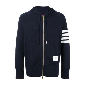 Thom Browne Zip-throughs, male, Blue, XL, Thom Browne Engineered 4 BAR ZIP Hoodie Size: 1, colour: Navy