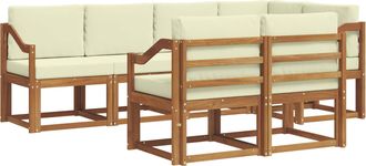 vidaXL Conjunto De Sof&aacute;s De Exterior 7 Uds. Natural Y Crema Vidaxl