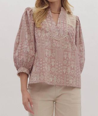 Entro Savannah Charm Top In Dusty Rose