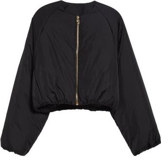 Alaia Plie Collarless Bomber Jacket in Noir Alaia at Nordstrom, Size 10 Us