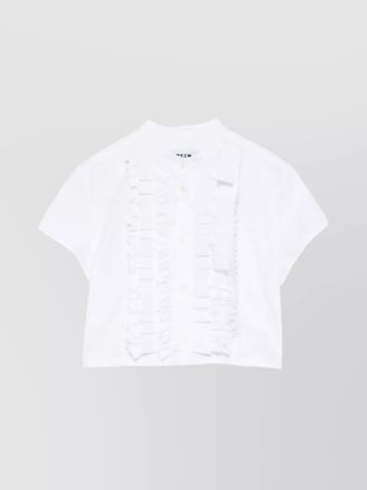 Msgm short sleeve ruffle detail cropped top