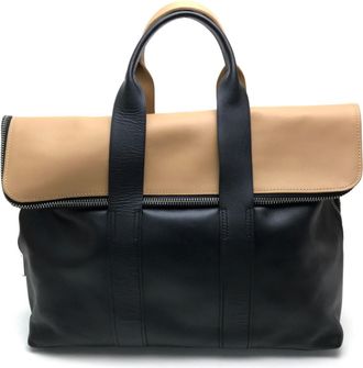 3.1 Phillip Lim Beige Black Leather Handbag Tote Bag (Pre-Owned)