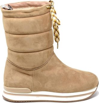Hogan Womens H222 Shearling Lining Puffer Boot In Beige