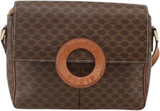 Celine Pre-owned Cross Body Bags, female, Brown, Size: ONE SIZE Pre-owned Vintage macadam circle logo shoulder bag