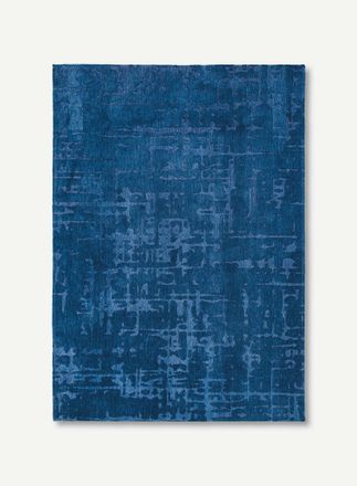 Louis De Poortere Dise&ntilde;o Baobab - Alfombra Estructura Efecto Terciopelo - Hecha En B&eacute;lgica - Acabado A Mano - Antideslizante Natural - 100% Poli&eacute;ster - Azul Su&aacute;rez - Re