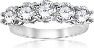 Pompeii3 3ct Diamond Five Stone Wedding Ring 14K White Gold
