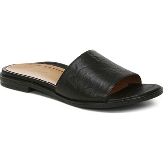 Vionic Demi Slide Sandal in Black Leather at Nordstrom, Size 8