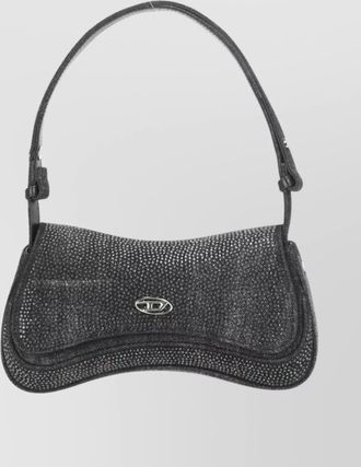 Diesel curved silhouette shoulder bag rhinestone embellishment