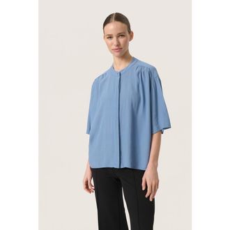 Soaked In Luxury Layna Half Sleeve Loose Fit Shirt in Coronet Blue at Nordstrom, Size X-Large