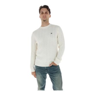 Superdry Jersey de punto trenzado con cuello redondo - Knitwear - Hombre - Blanco - XL