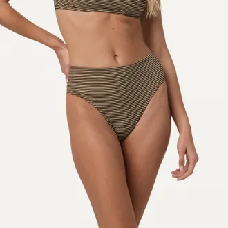 Vuori Clothing Womens High-Waisted Bikini Swimsuit Bottoms Brown XS