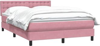 vidaXL Cama Box Spring Con Colch&oacute;n Terciopelo Rosa 160x220 Cm Vidaxl