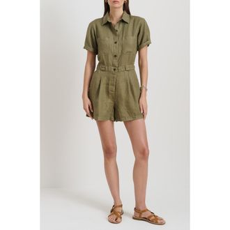 Alex Mill Cassi Linen Romper in Bay Leaf at Nordstrom Rack, Size X-Large