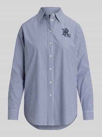 Lauren Ralph Lauren Relaxed Fit Langarmbluse aus Baumwoll-Mix in Hellblau, Gr&ouml;&szlig;e XL
