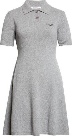 Givenchy Wool & Cashmere Polo Minidress in Light Grey at Nordstrom, Size Medium