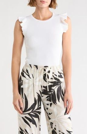 Joie Sleeveless Scalloped Flutter Sleeve Top in Chalk White at Nordstrom Rack, Size X-Small