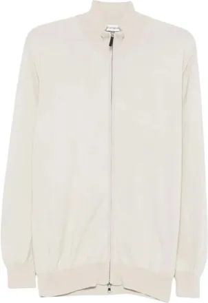 KANGRA Zip-throughs, male, White, Size: 2XL Giubbotto Full-Zip Rasato Calato