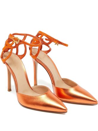 Gianvito Rossi Fleur leather sandals - women - Calf Leather - 37 - Orange