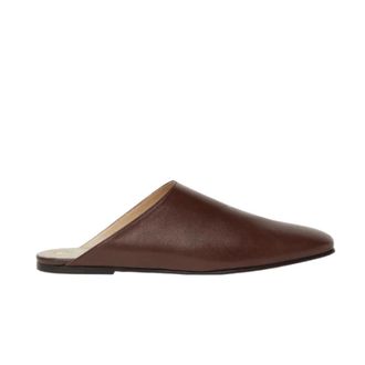Loro Piana Bruin leren platte muil schoen - Dames - Slip ons - Bruin - 38 EU - Leer - Schoenen