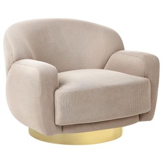 Beliani Beliani - Sill&oacute;n Curvado Glamuroso Art Deco Base Dorada Tela Gris Pardo Lejre