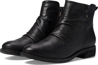 S&ouml;fft Beckie Boots Womens Black Leather Side Zip Ruched Ankle Bootie HTAT1199