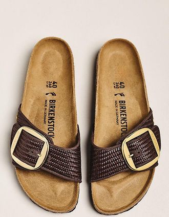 Birkenstock Madrid Big Buckle Raffia Sandals