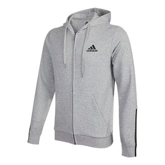 adidas M Dk Fz Hd Logo Printing Sports Knit Hooded Jacket light grey H12214