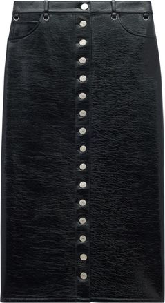 Courrèges Multiflex patent-finish midi skirt - women - Elastane/Polyurethane/Cotton - 36 - Black