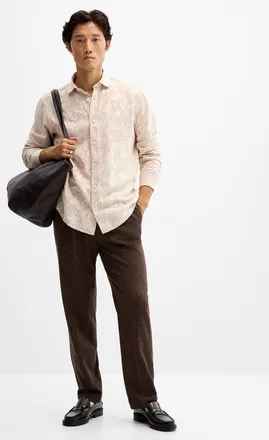 Lindbergh Mens Flannel-like pleated pant Loose fit