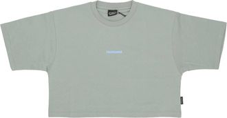 PROPAGANDA Groene Crop Tee met Ribben - Dames - T-shirts - Groen - XS - Katoen - Tops