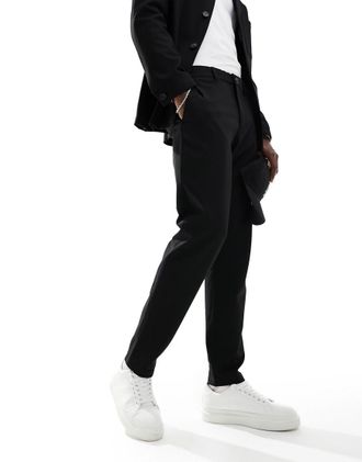 Selected slim fit suit pants in black