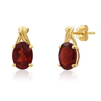 MAX + STONE 14k Yellow or White Gold 8x6mm Gemstone Twist Oval Drop Stud Earrings