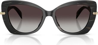 Michael Kors Atlanta 55mm Gradient Butterfly Sunglasses in Black Horn /Light Grey at Nordstrom