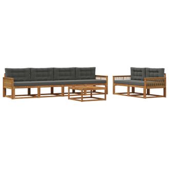vidaXL Conjunto De Sof&aacute;s De Exterior 7 Pcs Natural Y Antracita Vidaxl