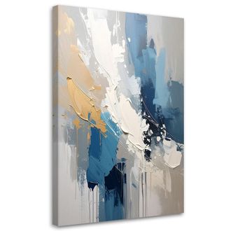 Feeby Cuadro Sobre Lienzo, Abstracci&oacute;n Moderna En Azul, 80x120