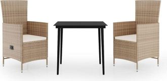 vidaXL Juego De Comedor De Jard&iacute;n 3 Piezas Con Cojines Beige Vidaxl