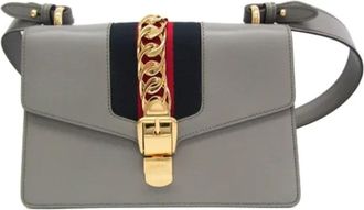 Gucci Pre-owned Leather gucci-bags - Dames - Vintage Schoudertas - Grijs - ONE Size - Vintage