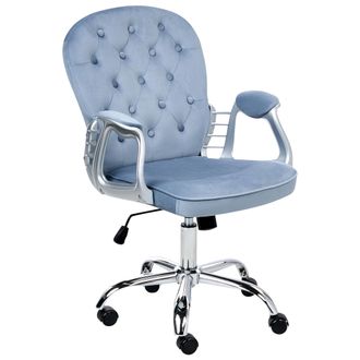 Beliani Beliani - Silla De Oficina Giratoria Respaldo Ajustable De Terciopelo Azul Claro Princess