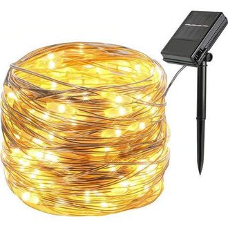 OEM Luces Navide&ntilde;as, 12 M, 100 Led, Rgb, 8 Modos, Resistente Al Agua Ip45, Alimentadas Por Bater&iacute;a O Panel Solar, Luz Blanca C&aacute;lida