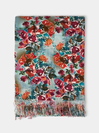 Lyria Peonies Linen Rectangular Tablecloth (138in/3.5m)